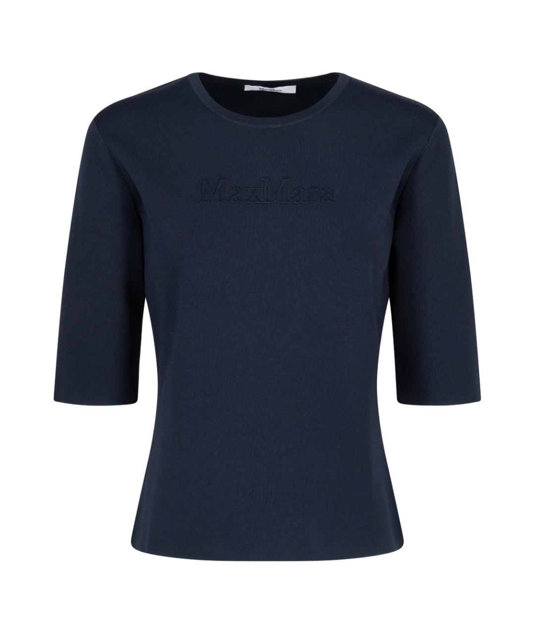 MAX MARA Синяя вискозная футболка, фото 1