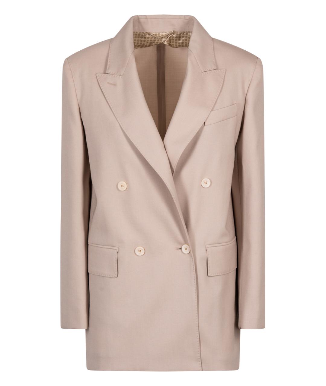 MAX MARA Бежевый шерстяной жакет/пиджак, фото 1