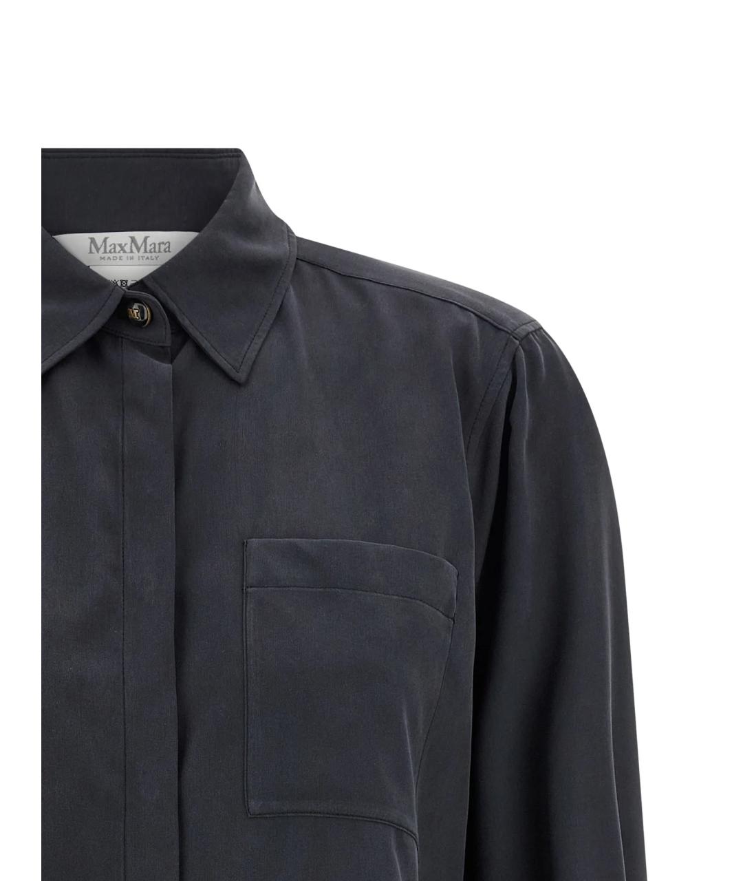 MAX MARA Синяя шелковая рубашка, фото 3
