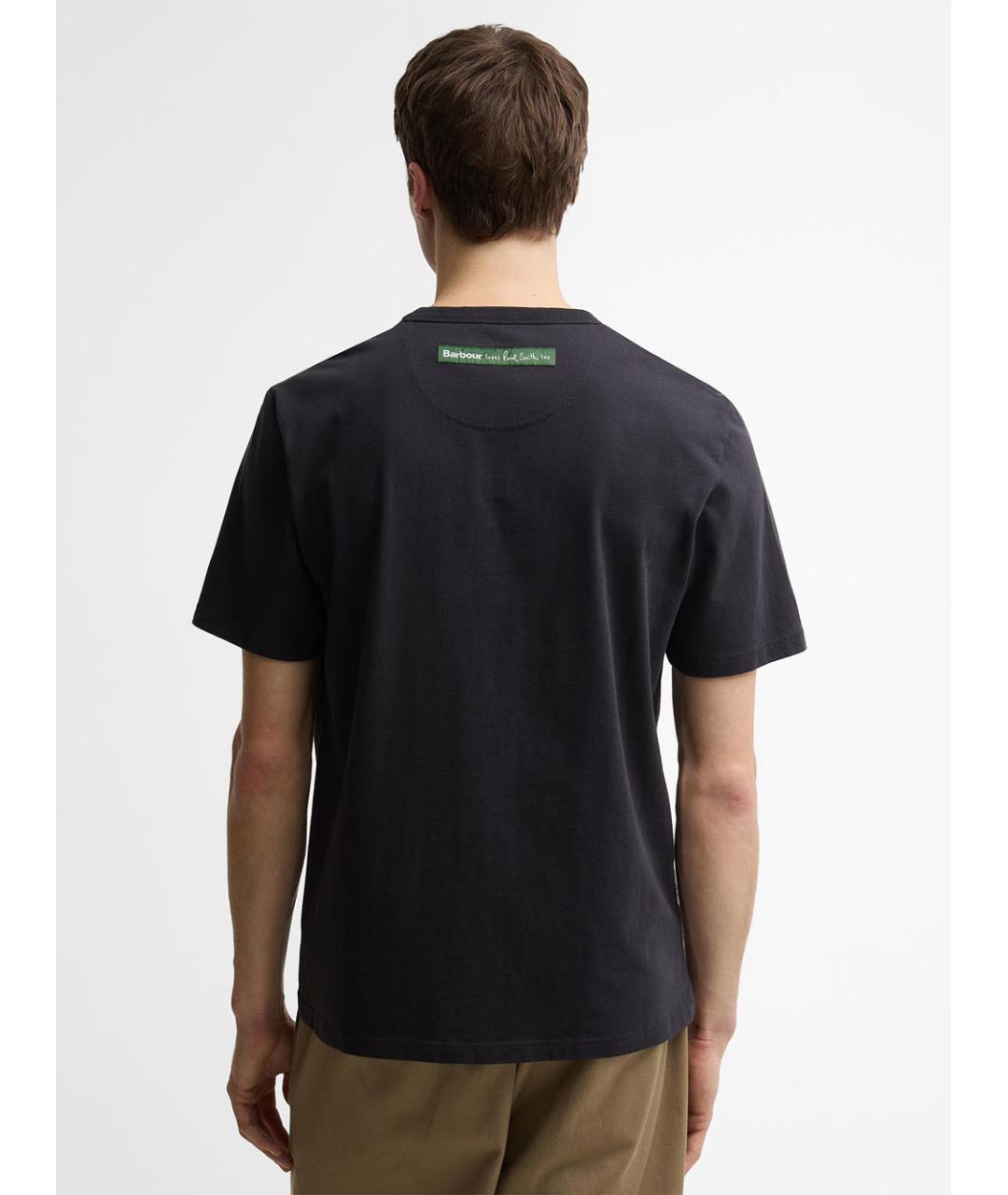 BARBOUR Темно-синяя хлопковая футболка, фото 3
