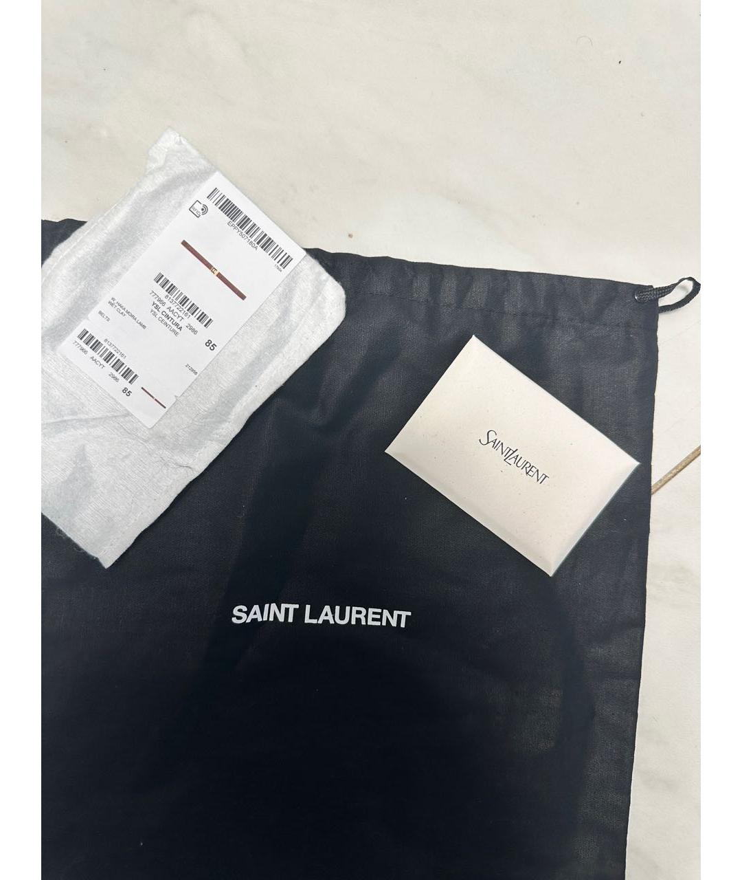 SAINT LAURENT Коричневый кожаный ремень, фото 7