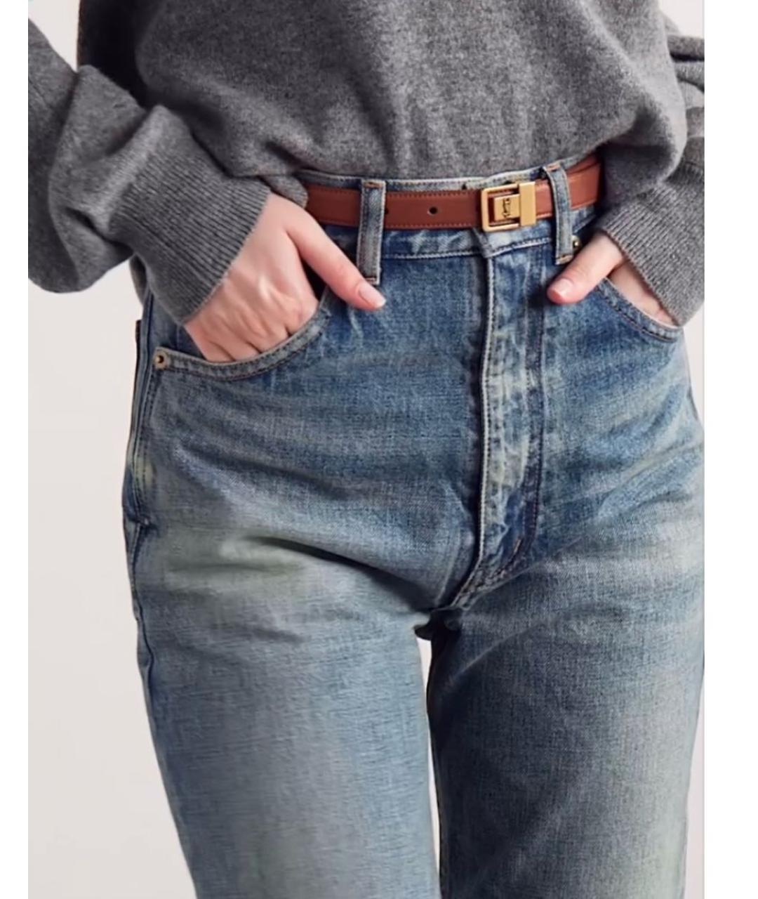 SAINT LAURENT Коричневый кожаный ремень, фото 5