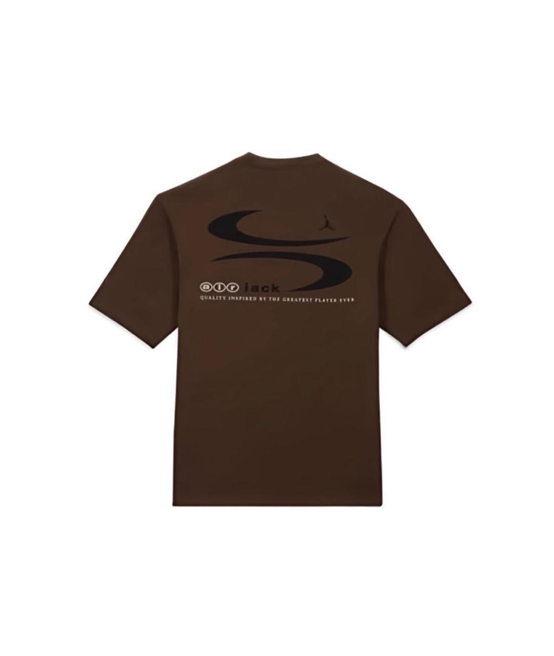 JORDAN Коричневая хлопковая футболка, фото 3