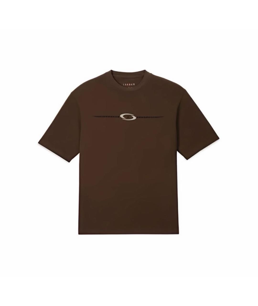 JORDAN Коричневая хлопковая футболка, фото 2