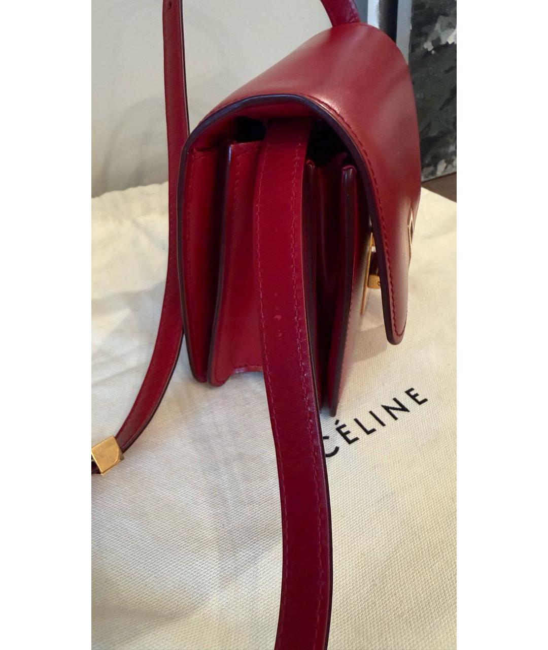 CELINE Бордовая кожаная сумка через плечо, фото 7