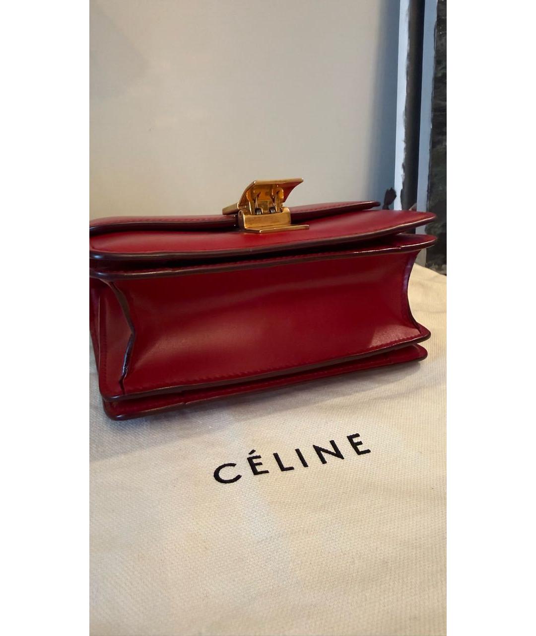 CELINE Бордовая кожаная сумка через плечо, фото 3