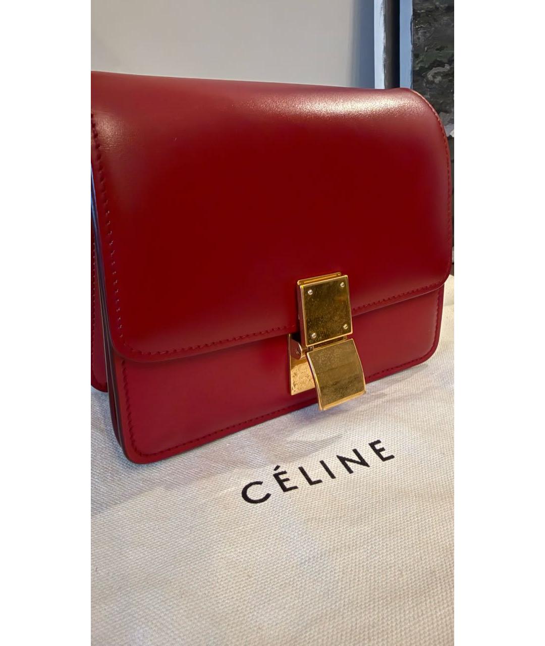 CELINE Бордовая кожаная сумка через плечо, фото 2