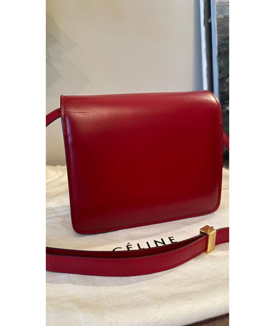 CELINE Бордовая кожаная сумка через плечо, фото 4