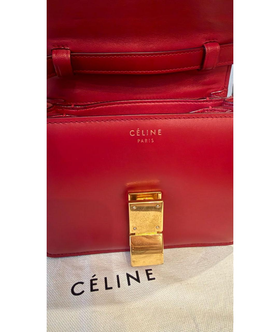 CELINE Бордовая кожаная сумка через плечо, фото 5