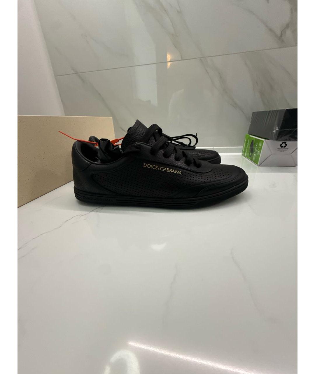DOLCE&GABBANA Черные кожаные низкие кроссовки / кеды, фото 5