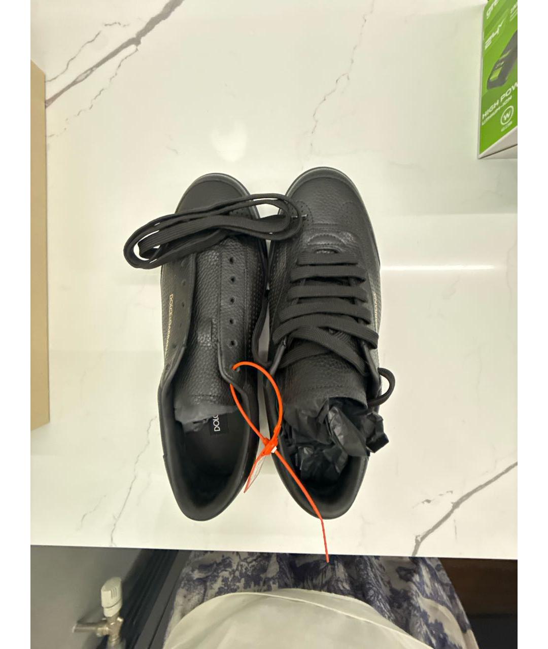 DOLCE&GABBANA Черные кожаные низкие кроссовки / кеды, фото 3