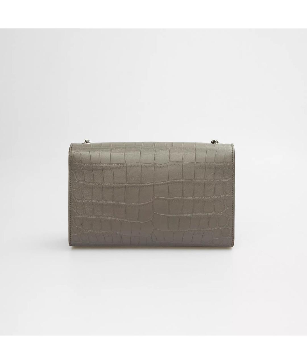 SAINT LAURENT Серая кожаная сумка через плечо, фото 3