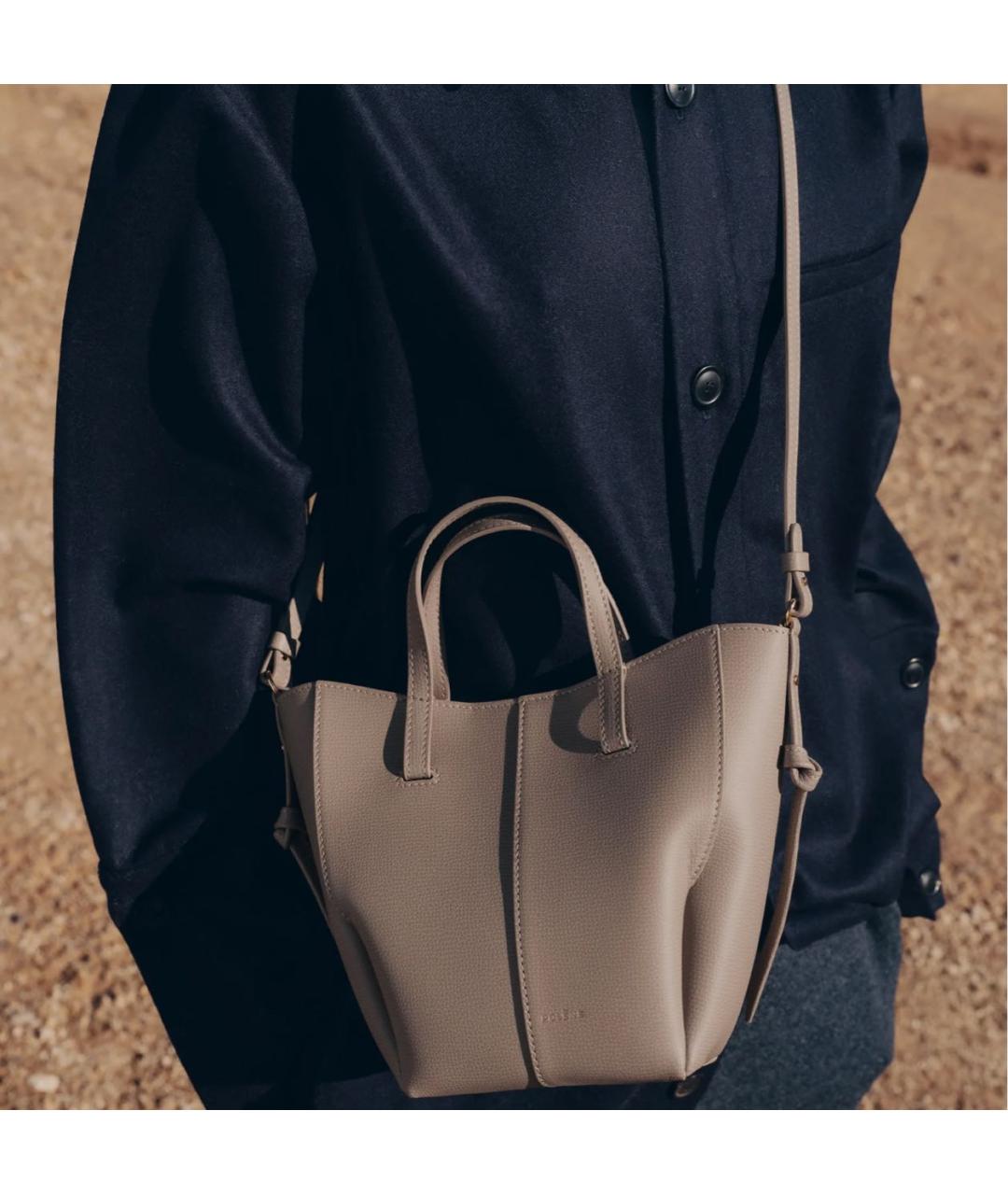 POLENE Бежевая кожаная сумка тоут, фото 3