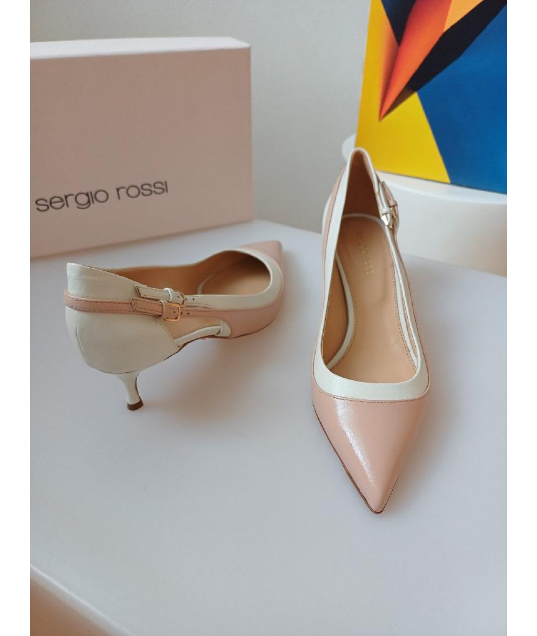 SERGIO ROSSI Бежевые кожаные туфли, фото 3