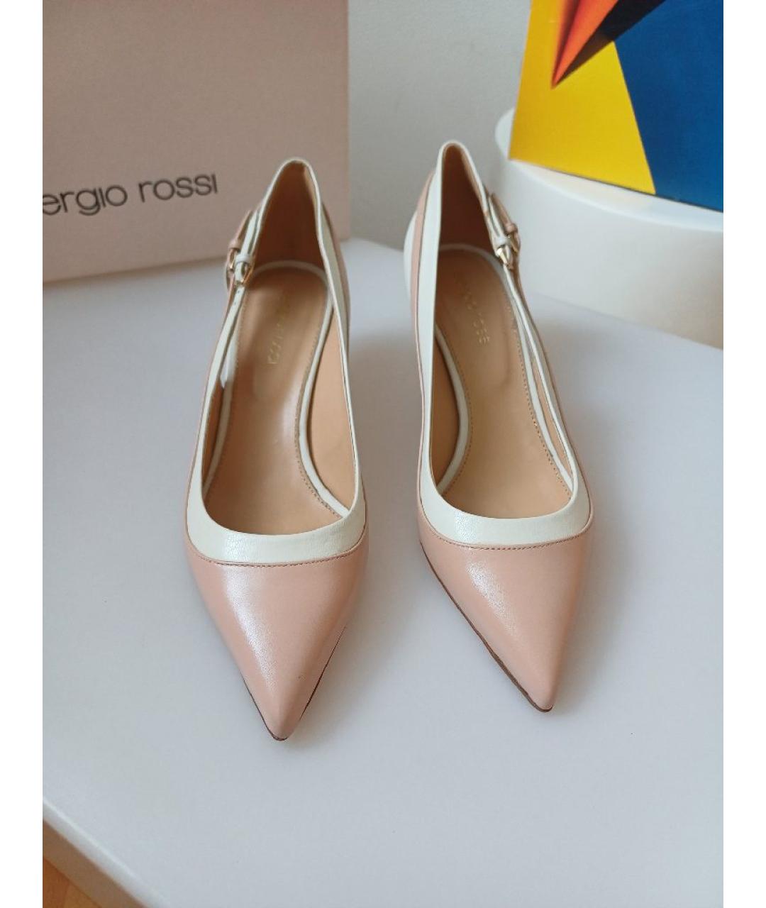 SERGIO ROSSI Бежевые кожаные туфли, фото 7