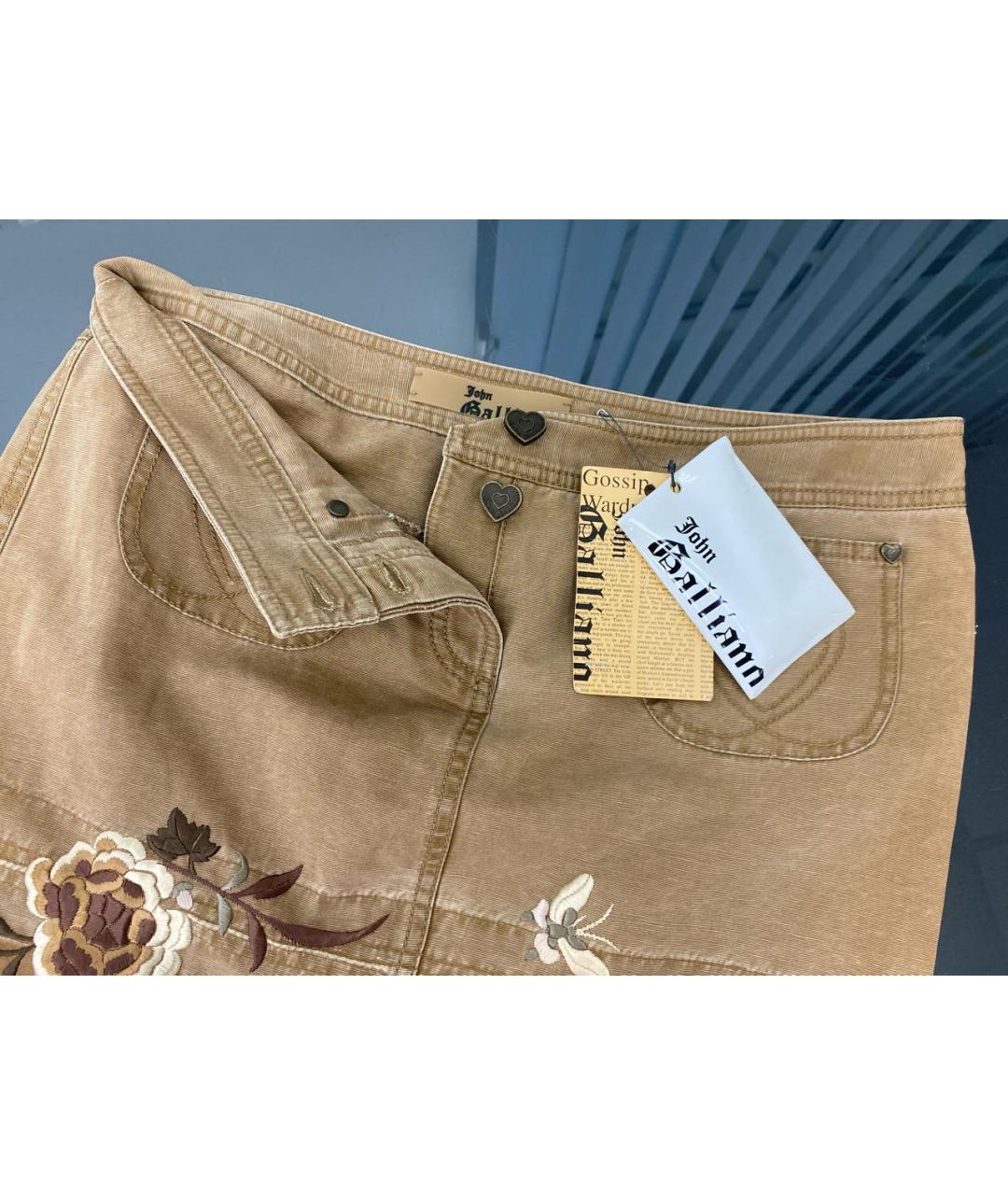 JOHN GALLIANO Бежевая хлопковая юбка мини, фото 3