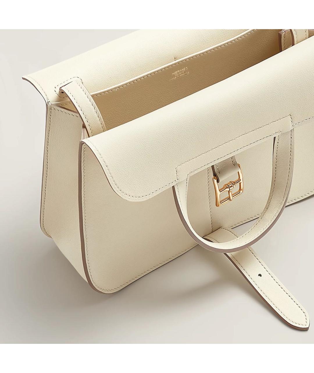 HERMES Бежевая кожаная сумка через плечо, фото 5