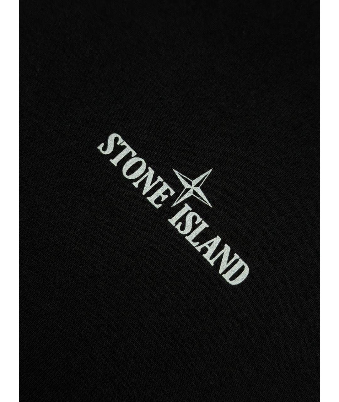 STONE ISLAND Черная хлопковая футболка, фото 4