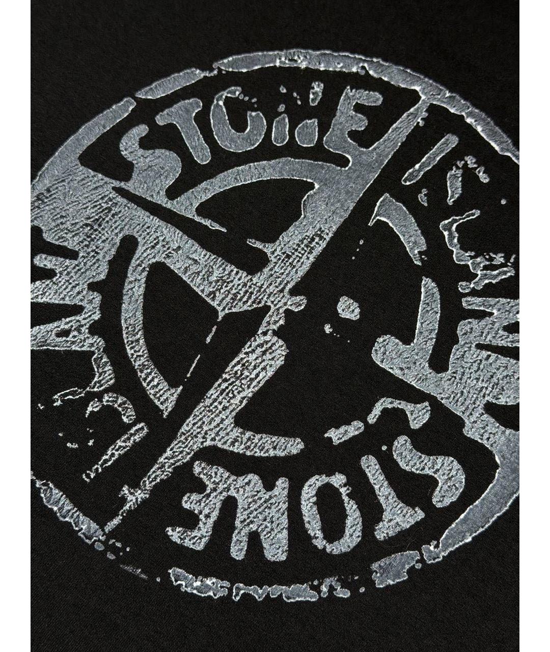 STONE ISLAND Черная хлопковая футболка, фото 5