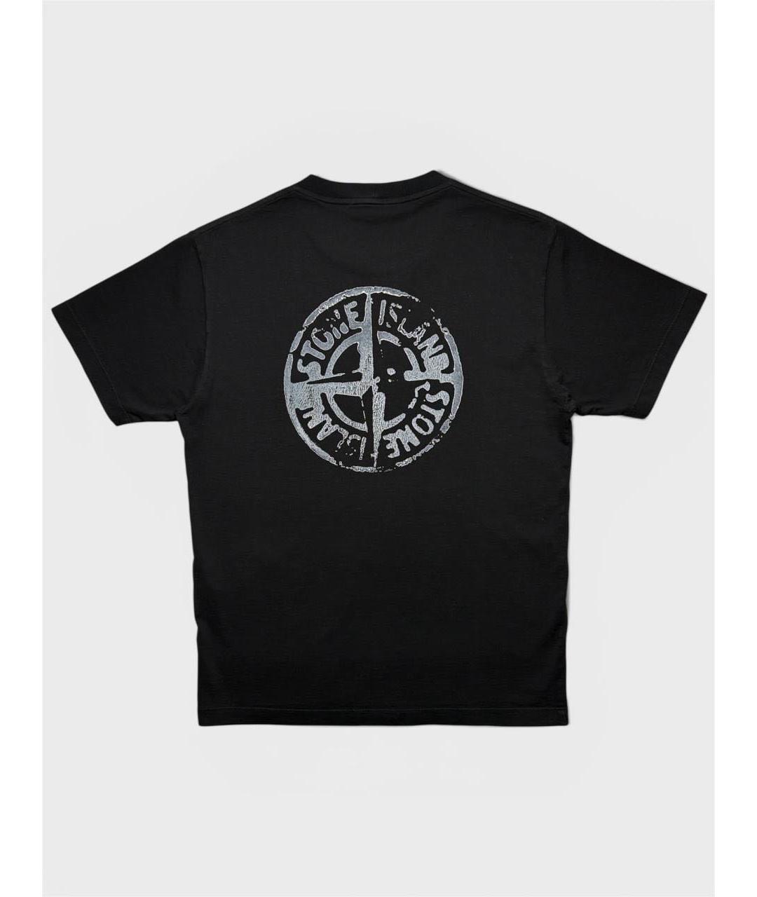 STONE ISLAND Черная хлопковая футболка, фото 2