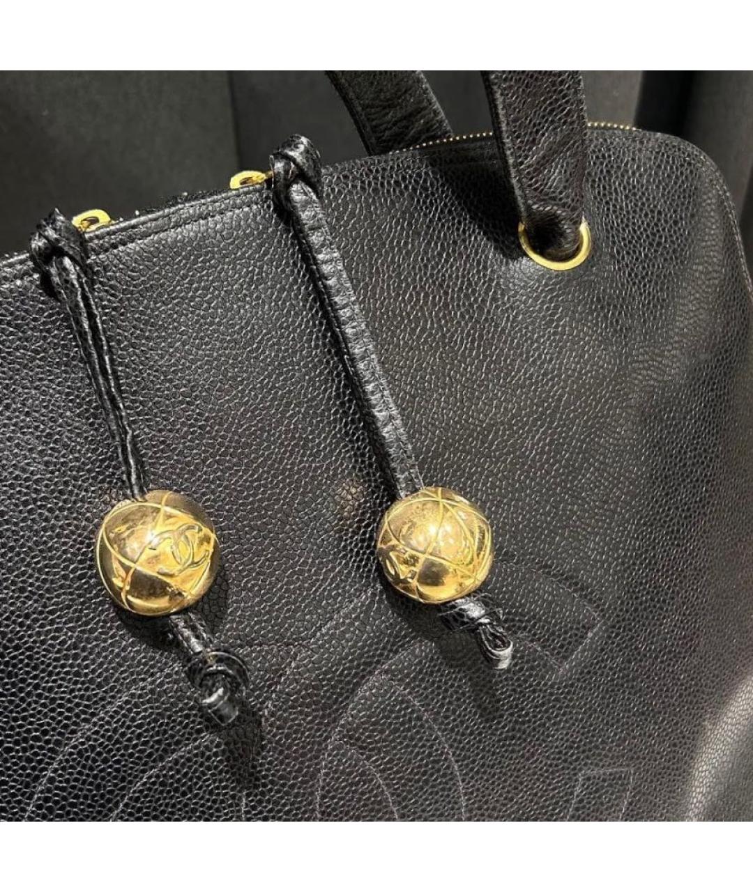 CHANEL Черная кожаная сумка тоут, фото 9