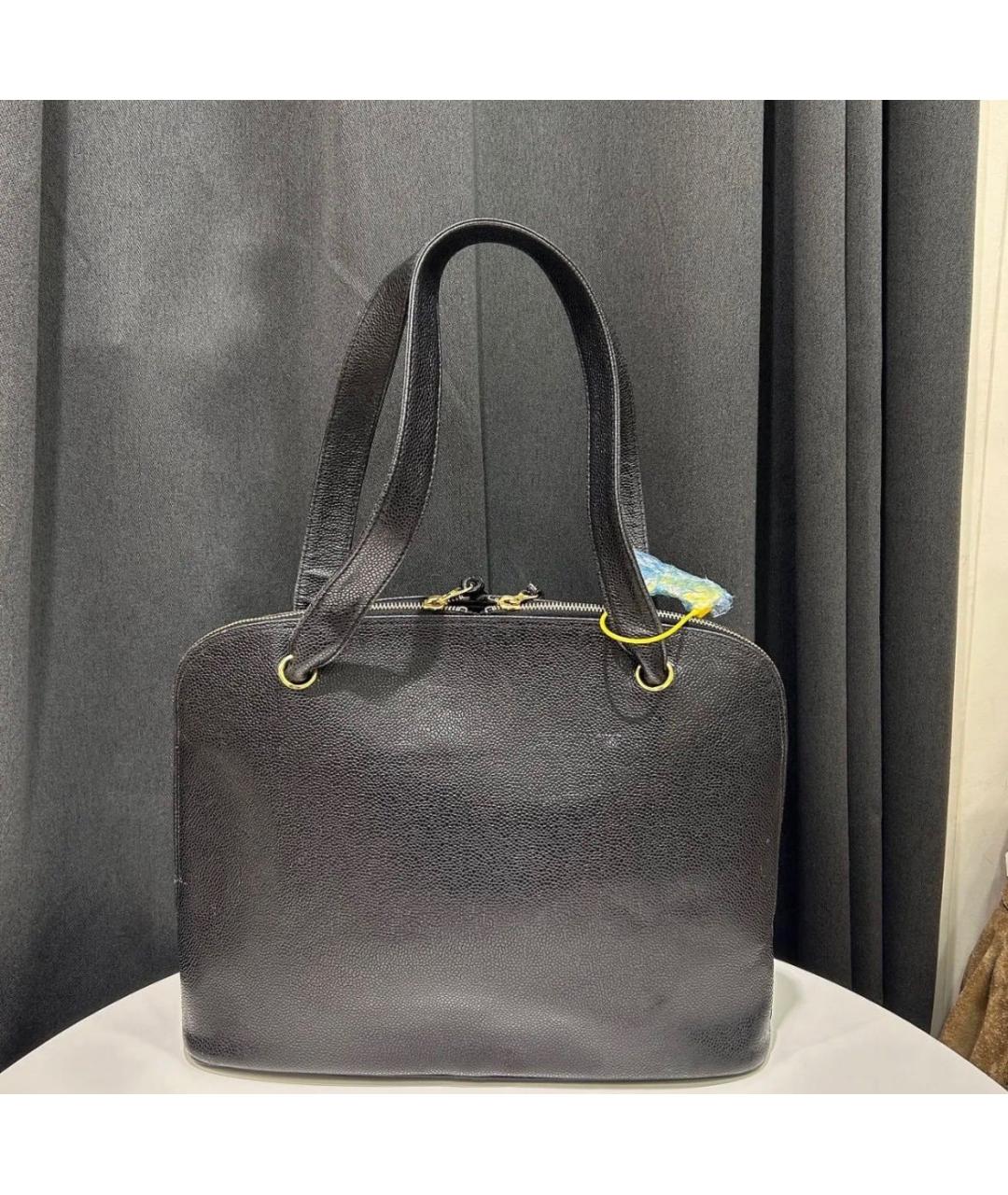 CHANEL Черная кожаная сумка тоут, фото 3