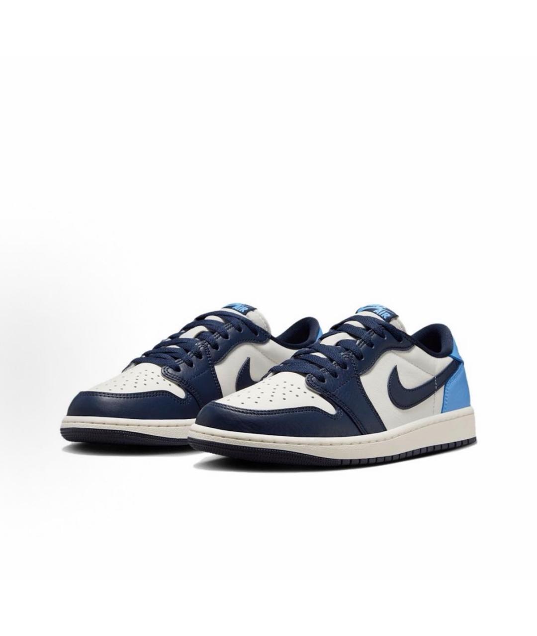 JORDAN Голубые кожаные низкие кроссовки / кеды, фото 2