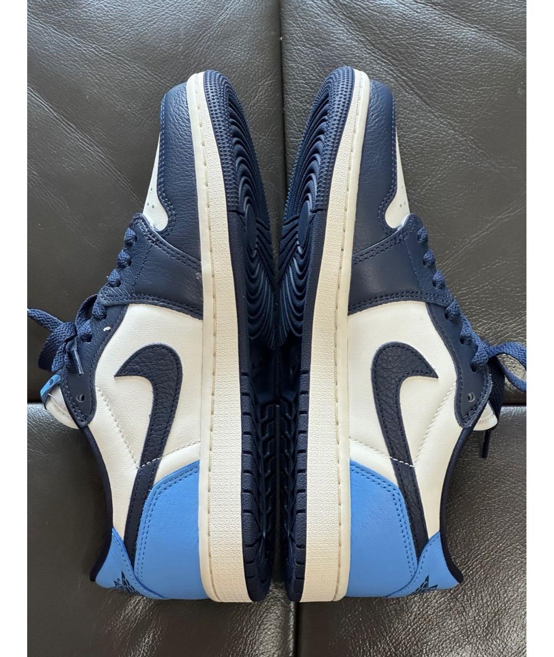 JORDAN Голубые кожаные низкие кроссовки / кеды, фото 6
