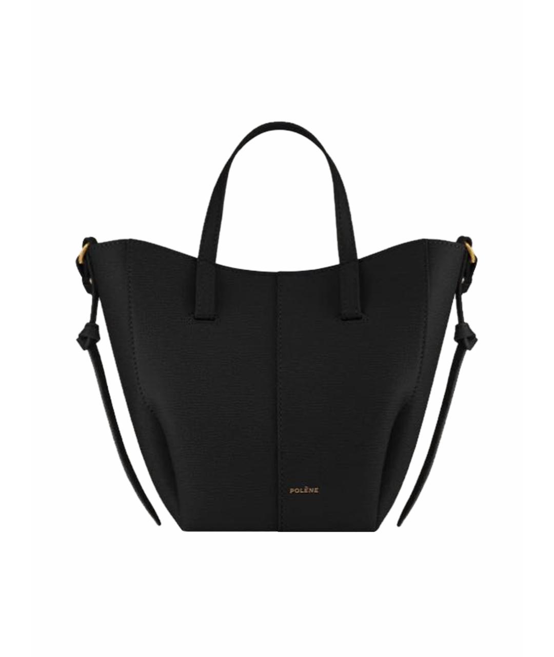 POLENE Черная кожаная сумка тоут, фото 1