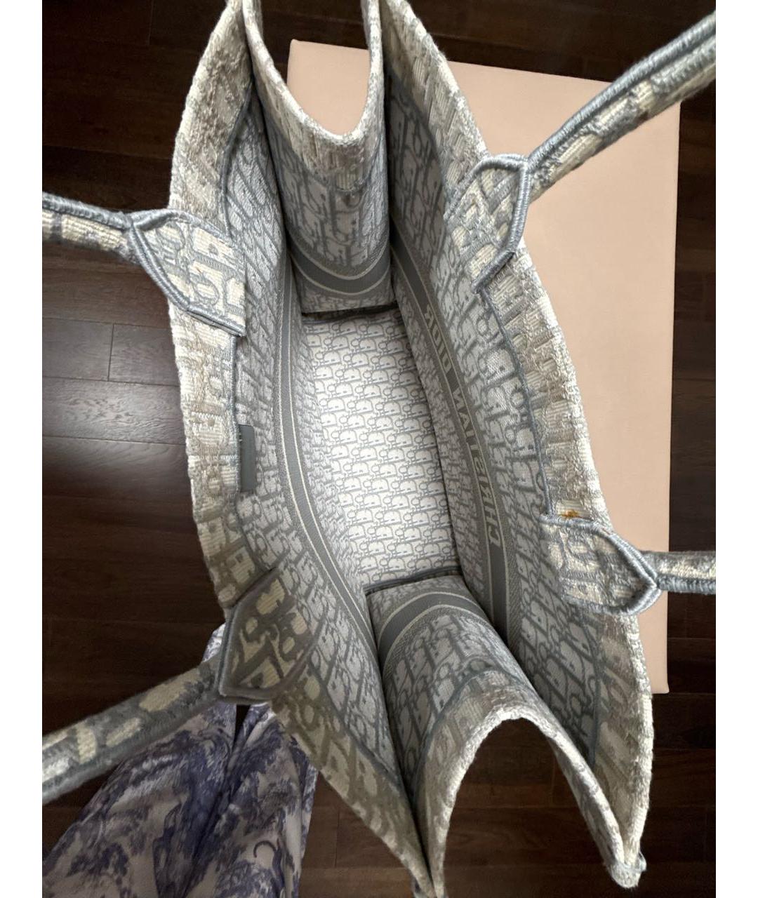 CHRISTIAN DIOR Серая жаккардовая сумка тоут, фото 4