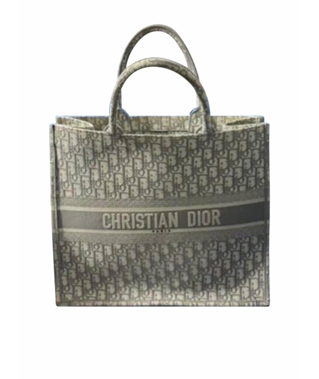 CHRISTIAN DIOR Серая жаккардовая сумка тоут, фото 1