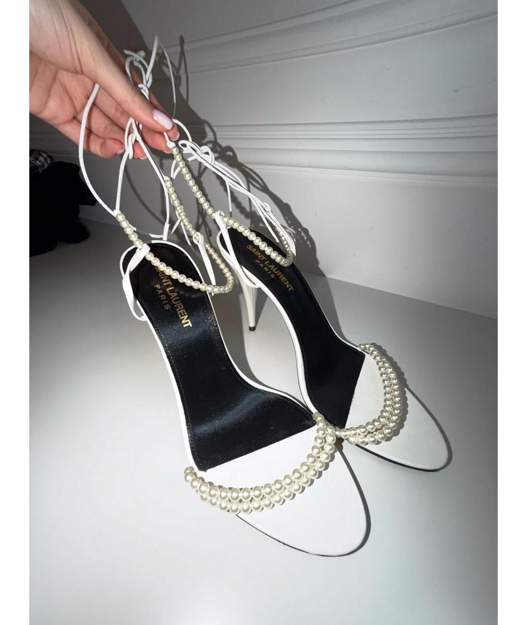 SAINT LAURENT Белые кожаные туфли, фото 8