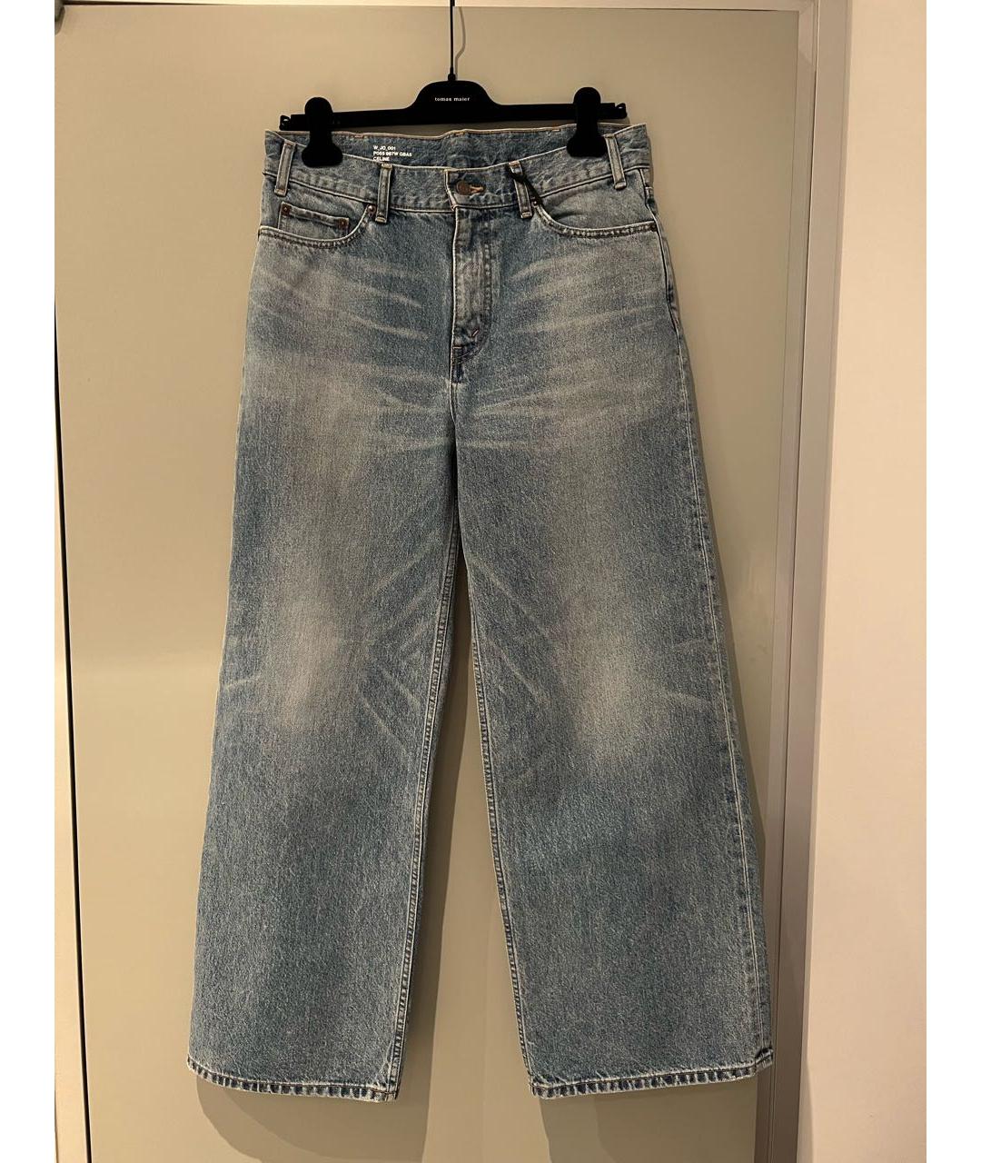 CELINE Голубые хлопковые прямые джинсы, фото 5