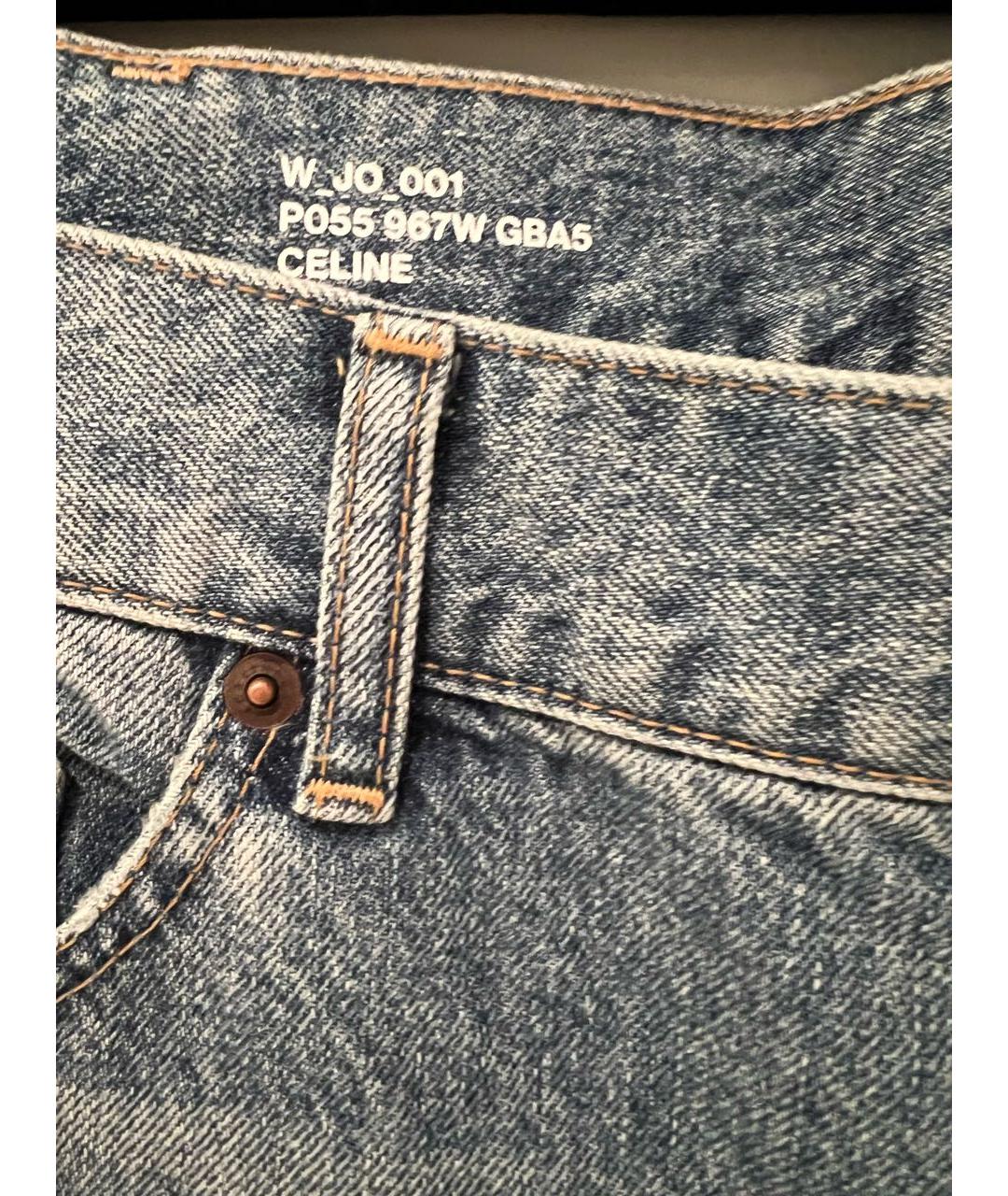 CELINE Голубые хлопковые прямые джинсы, фото 4