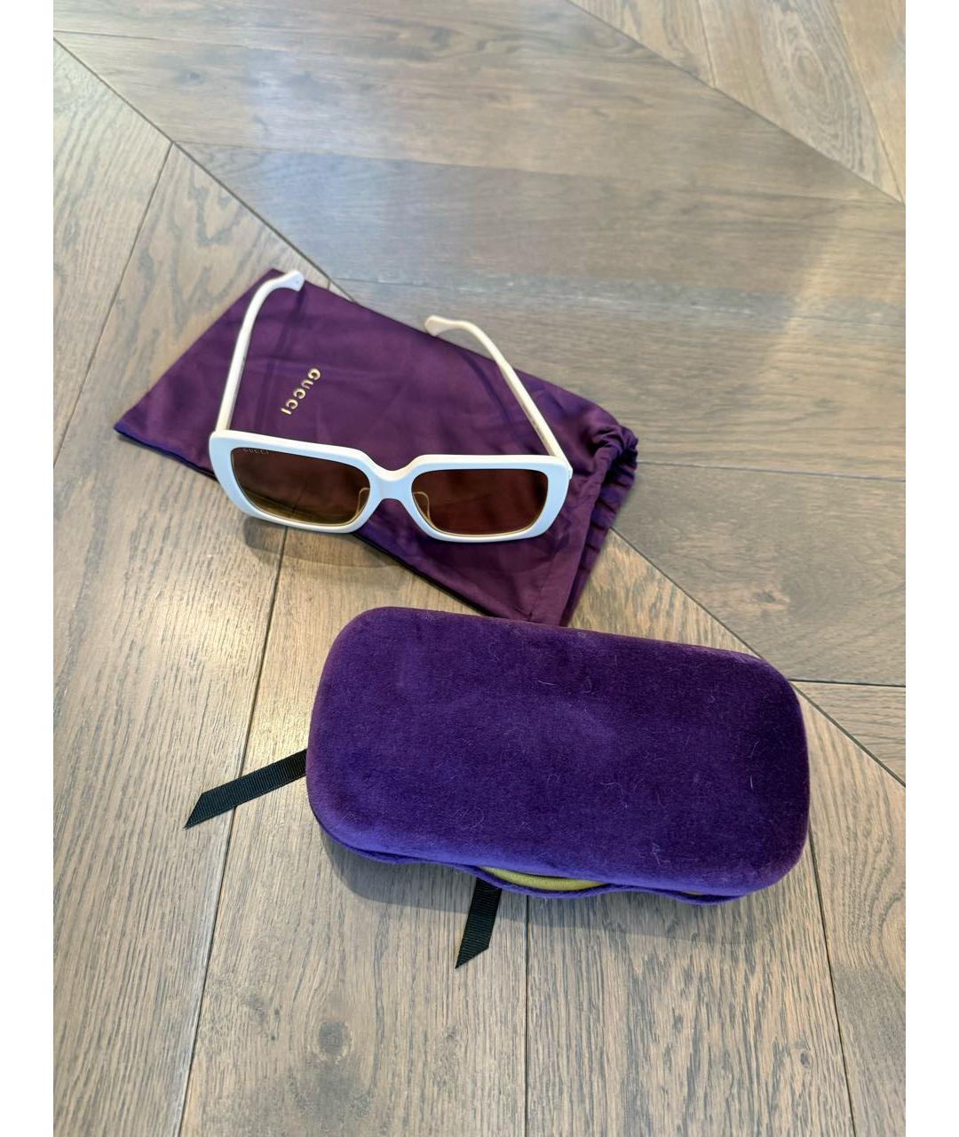 GUCCI Бежевые пластиковые солнцезащитные очки, фото 4