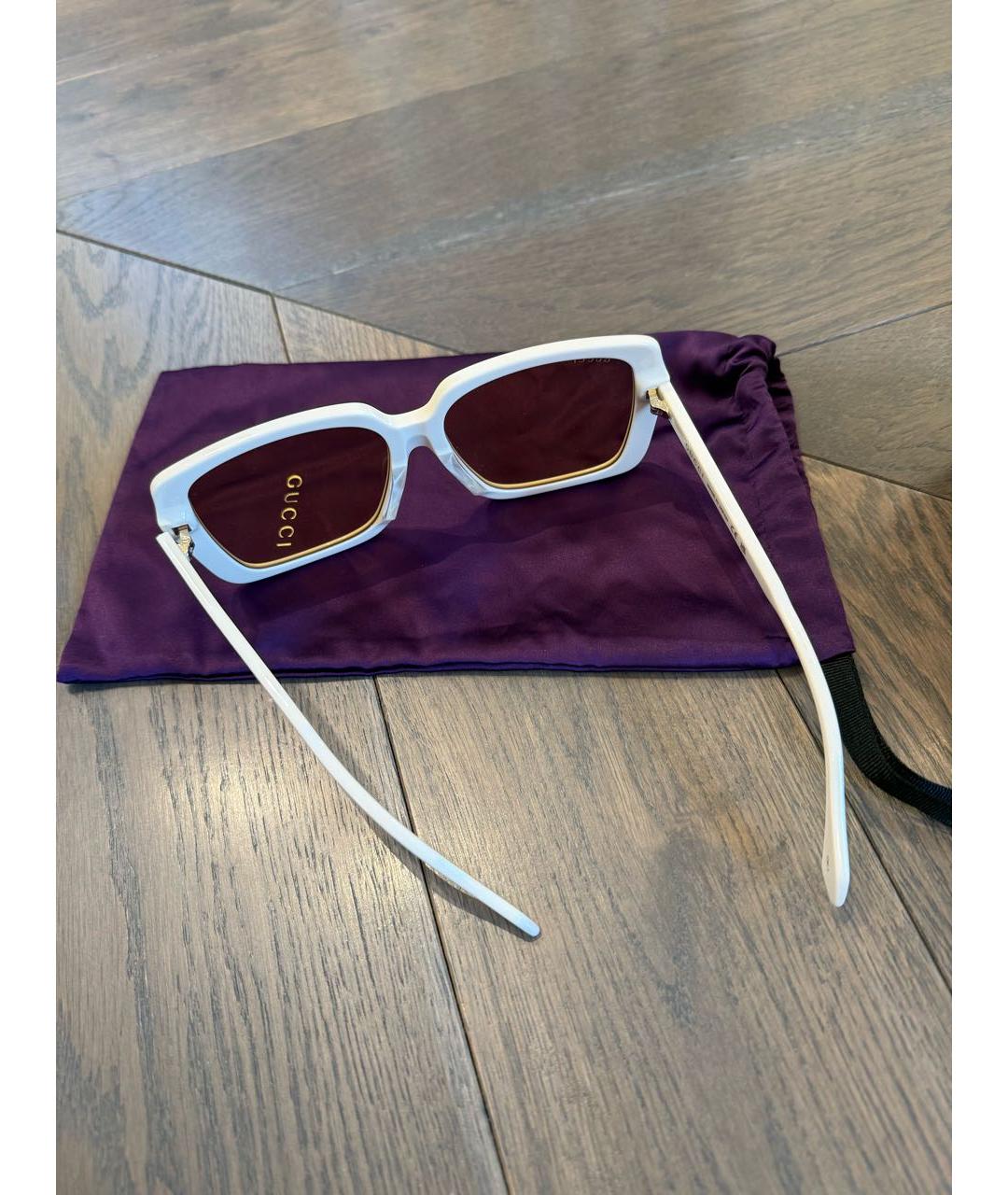 GUCCI Бежевые пластиковые солнцезащитные очки, фото 3