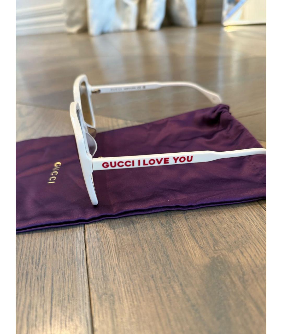 GUCCI Бежевые пластиковые солнцезащитные очки, фото 2