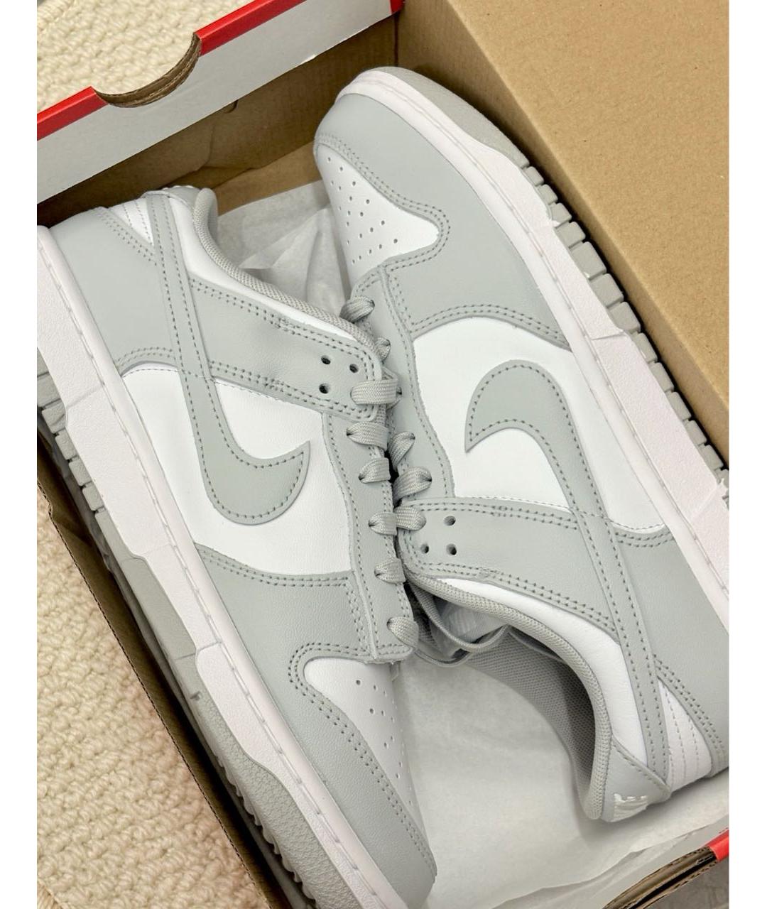 NIKE Серые кожаные низкие кроссовки / кеды, фото 7