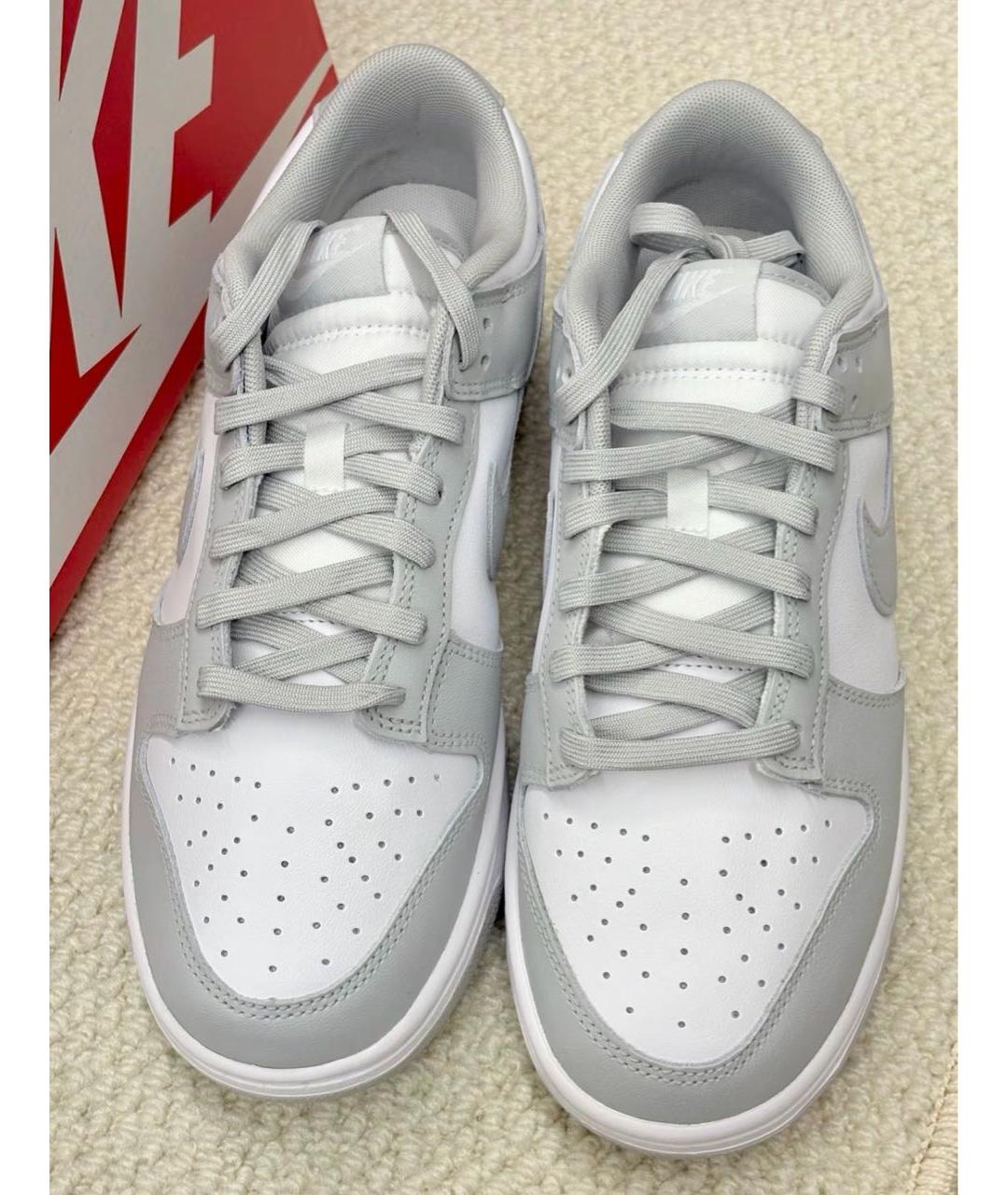 NIKE Серые кожаные низкие кроссовки / кеды, фото 4