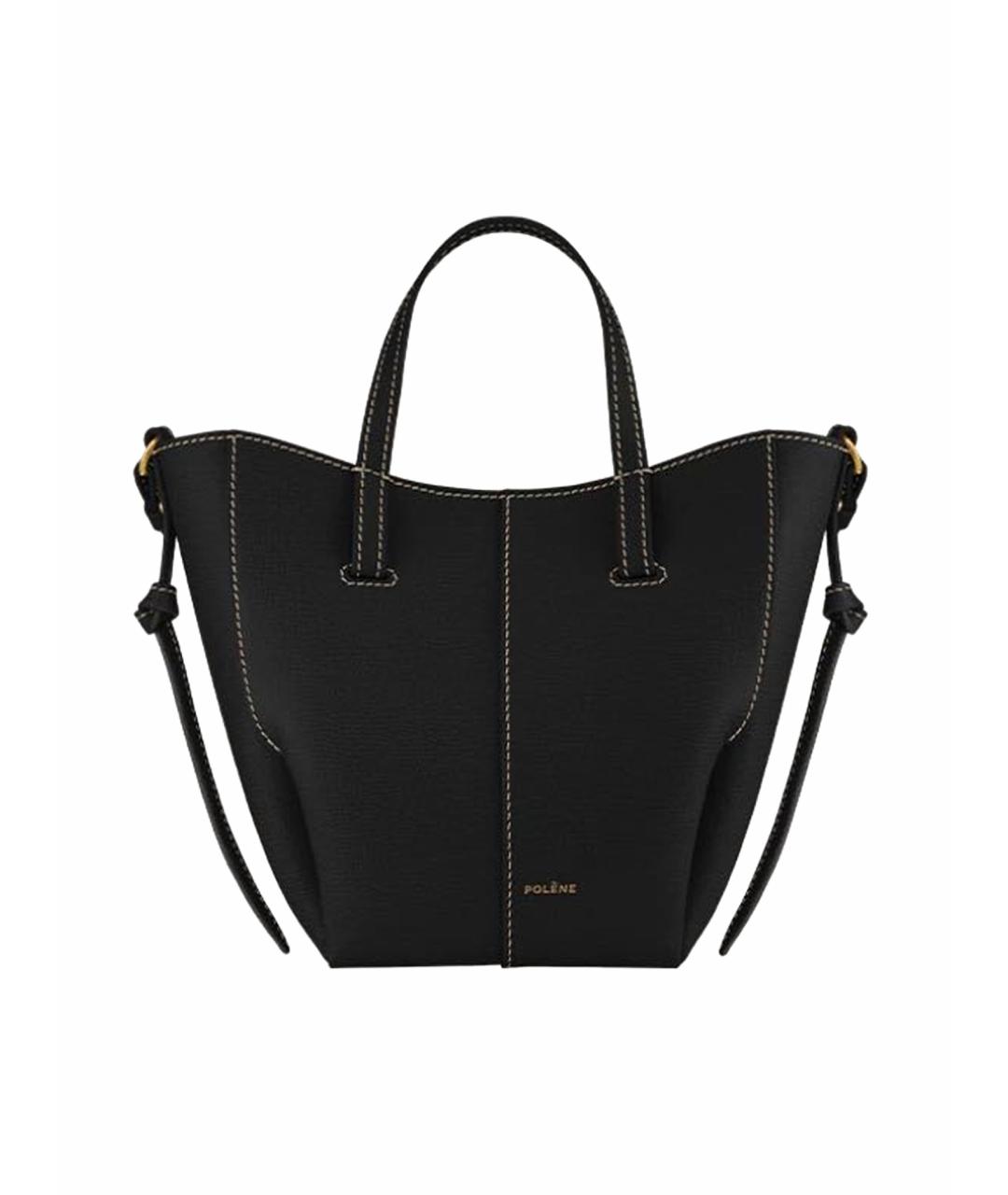 POLENE Черная кожаная сумка тоут, фото 1