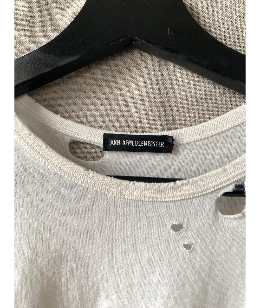 ANN DEMEULEMEESTER Белая хлопковая футболка, фото 4