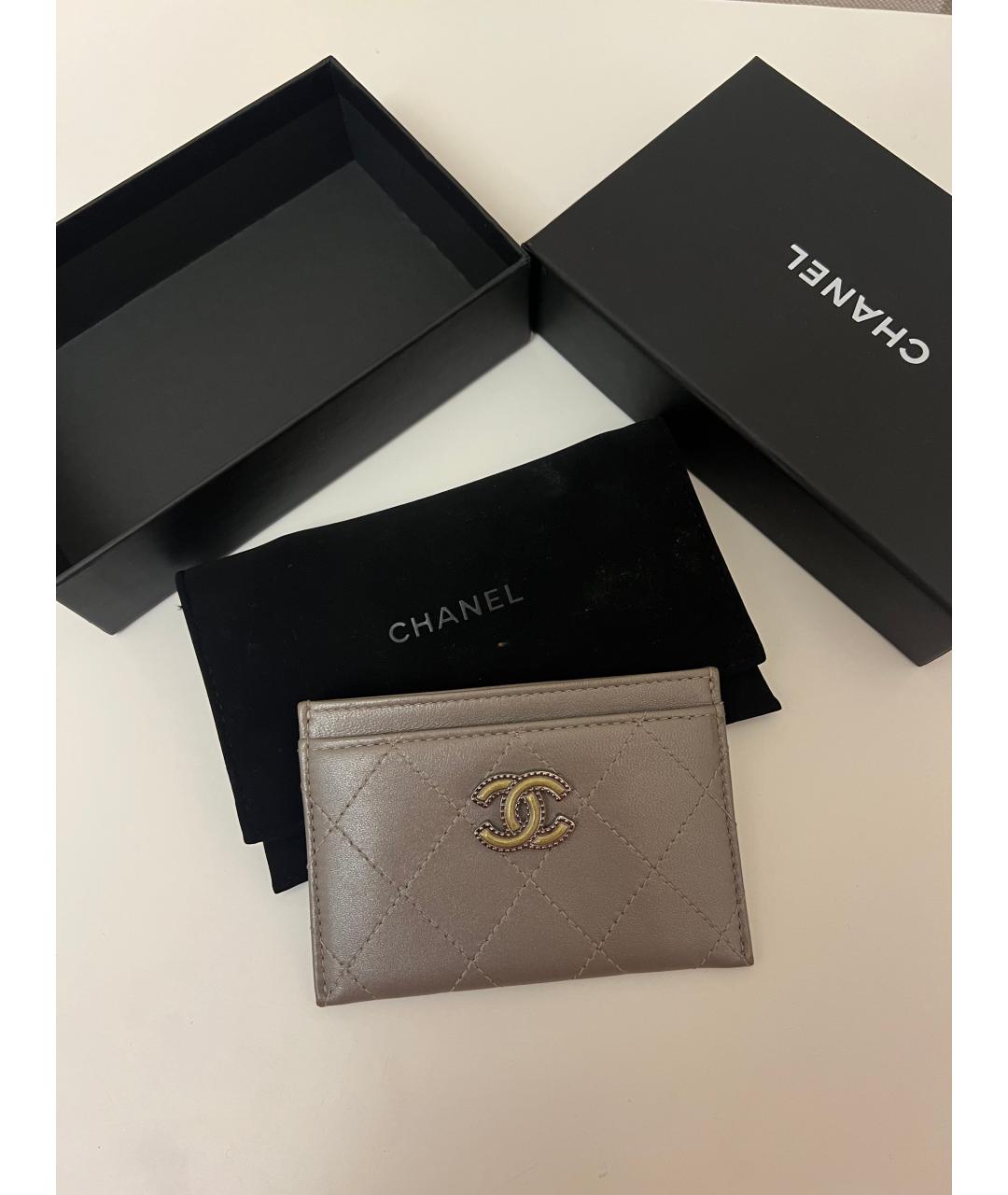 CHANEL Серый кожаный кардхолдер, фото 3