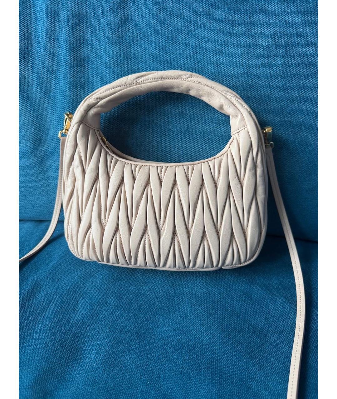 MIU MIU Бежевая кожаная сумка через плечо, фото 8