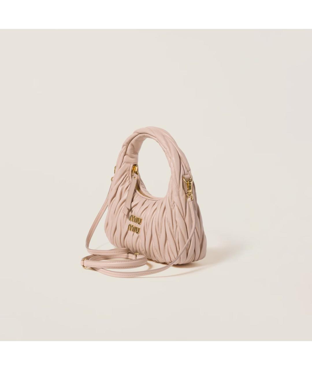 MIU MIU Бежевая кожаная сумка через плечо, фото 3