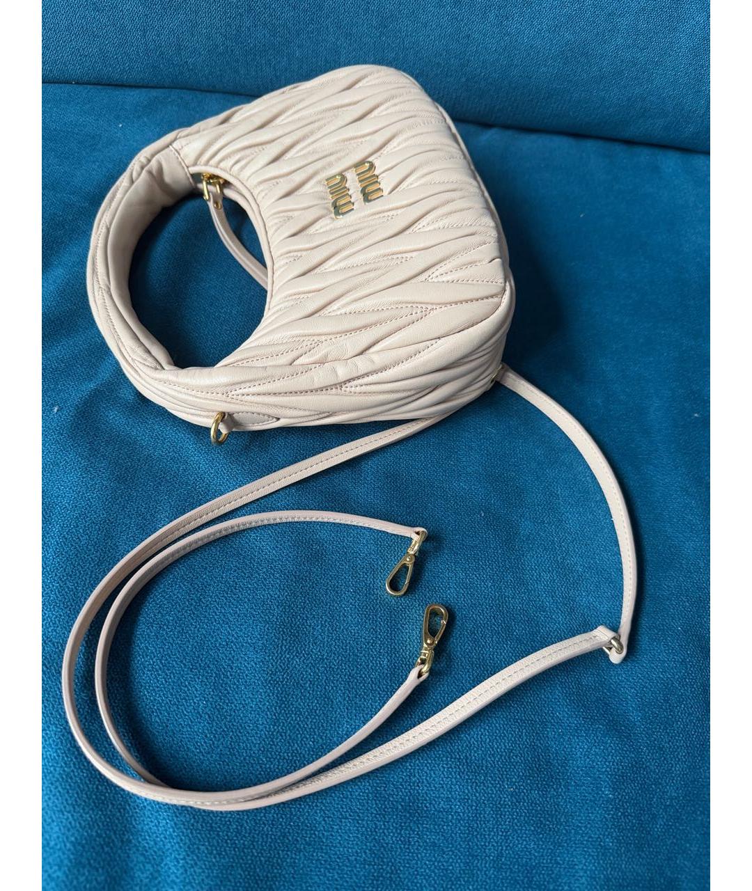 MIU MIU Бежевая кожаная сумка через плечо, фото 6