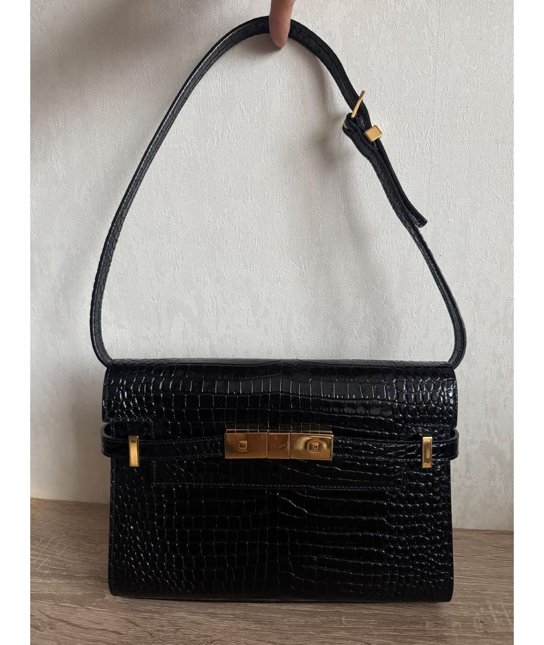 SAINT LAURENT Черная кожаная сумка через плечо, фото 8