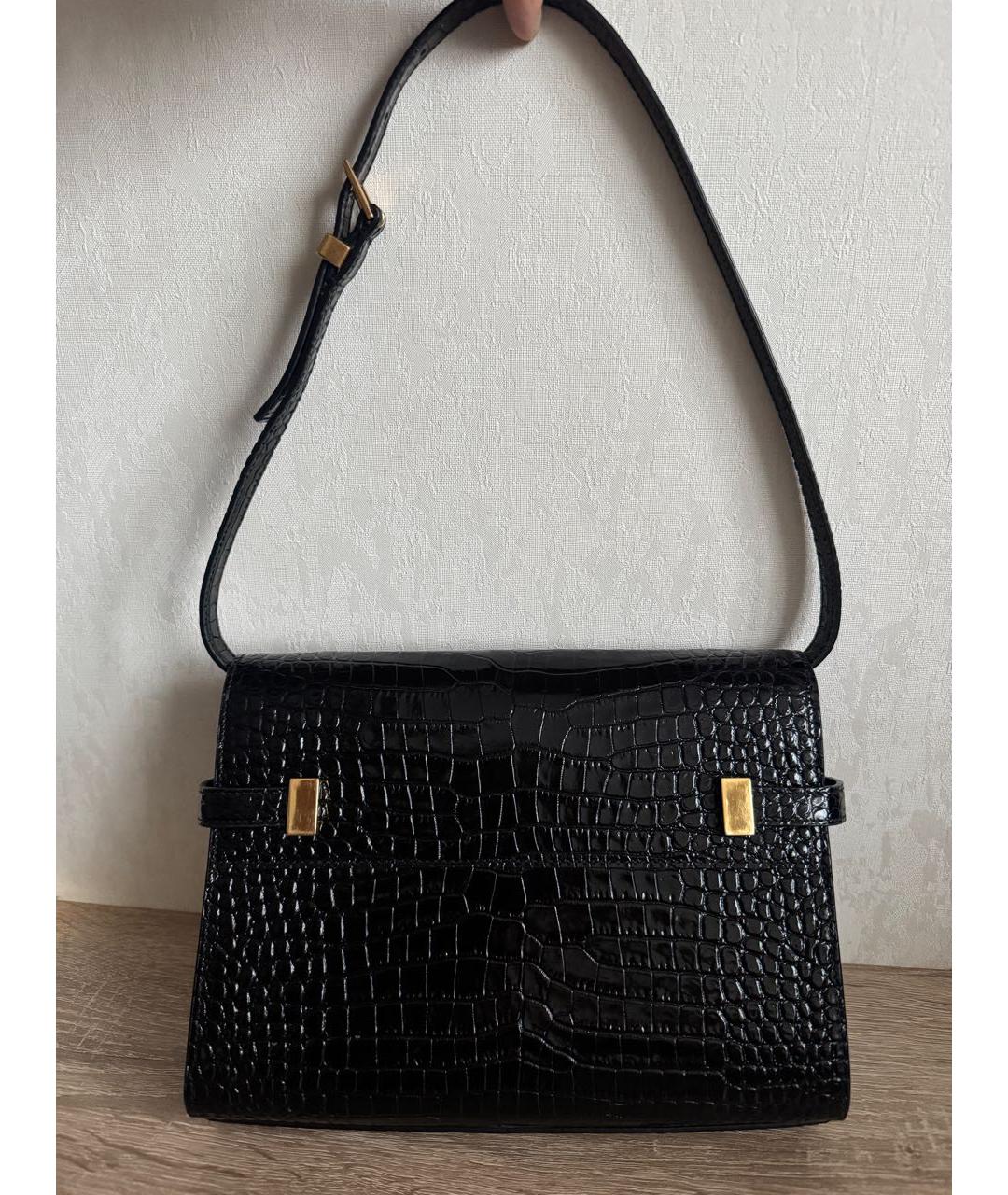 SAINT LAURENT Черная кожаная сумка через плечо, фото 2