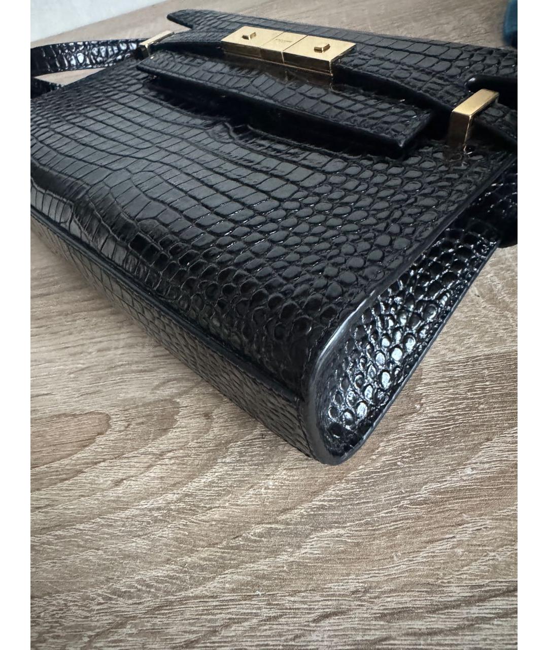 SAINT LAURENT Черная кожаная сумка через плечо, фото 5