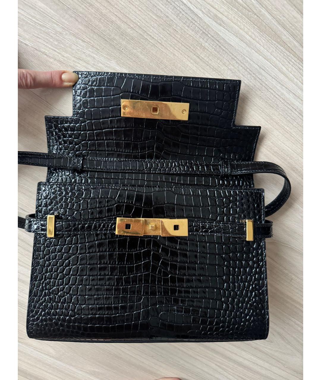 SAINT LAURENT Черная кожаная сумка через плечо, фото 3