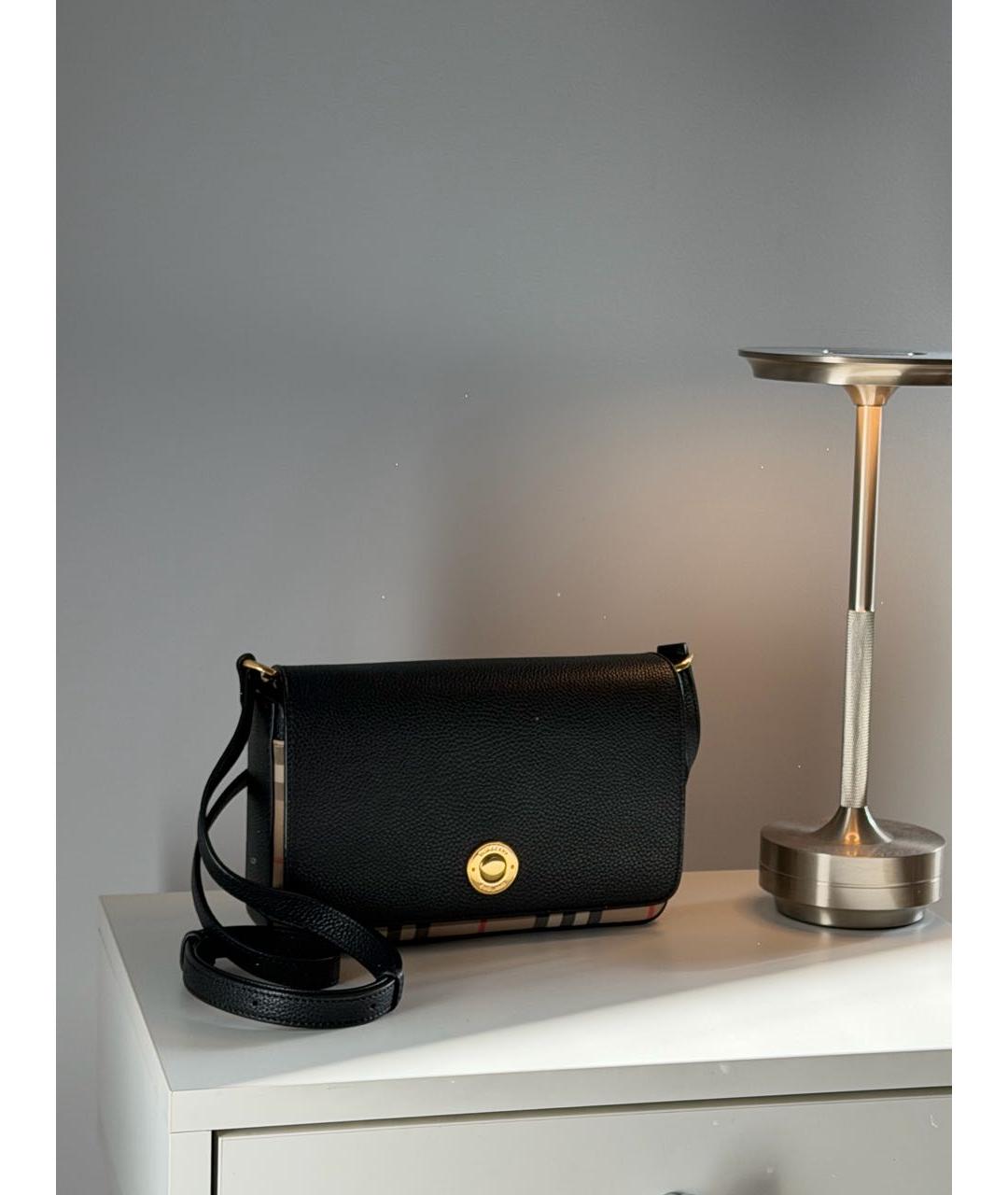 BURBERRY Черная кожаная сумка через плечо, фото 2